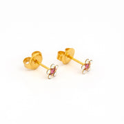 أقراط أذن Daisy Ab Crystal October Rose مطلية بالذهب الخالص عيار 24 قيراطًا